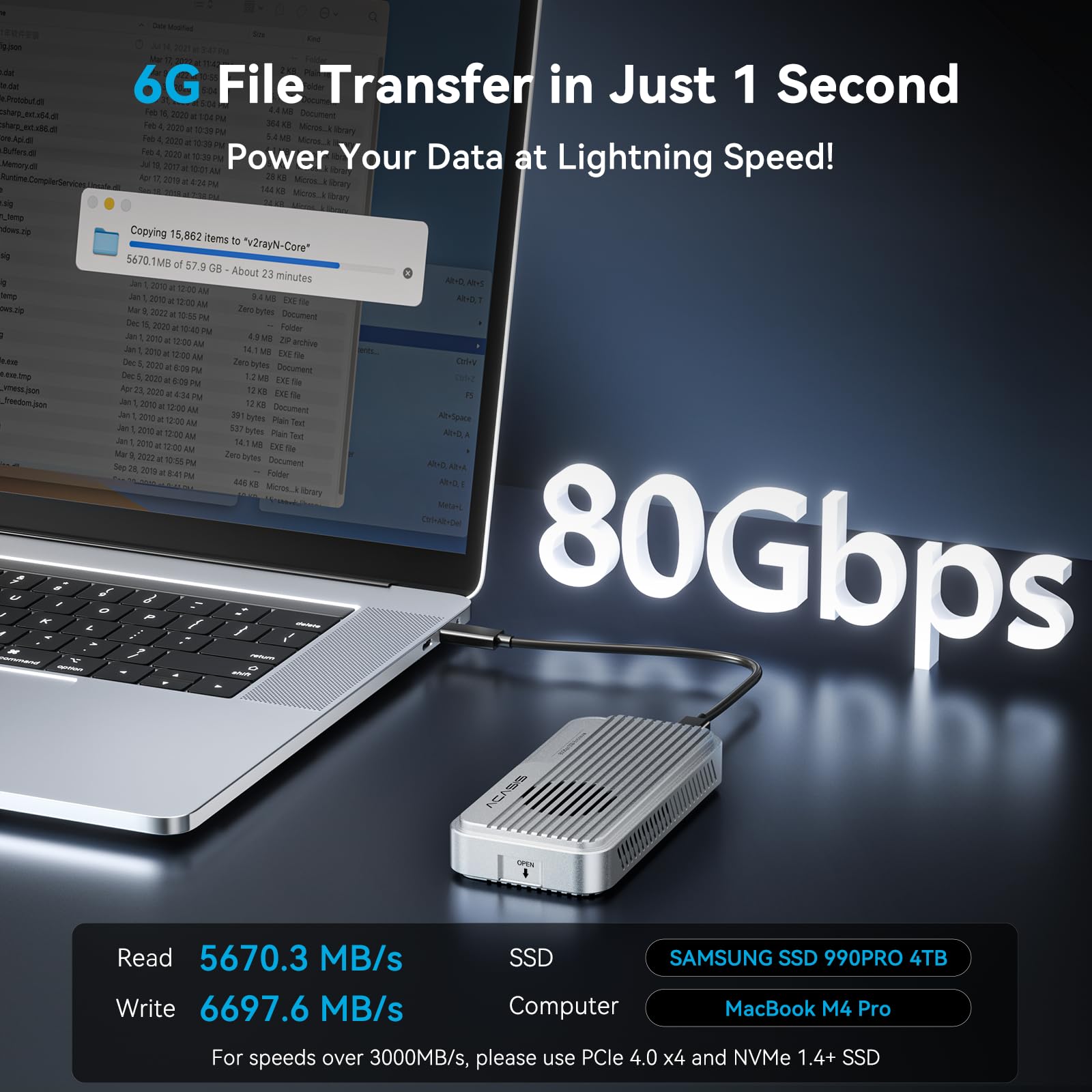 Amazon.com: ACASIS 80Gbps M.2 NVMe SSD Enclosure, with Cooling Fan
